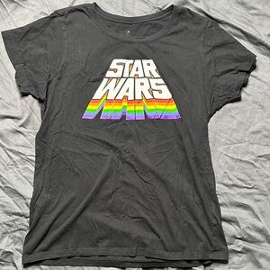 Disney Star Wars Black Tee with Rainbow Logo